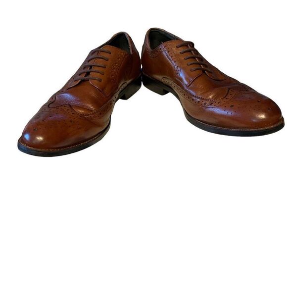 Stacy Adams Men 24916-221 Garrison Wingtip Oxfords Leather Dress Shoe Cognac 9M - Picture 9 of 10